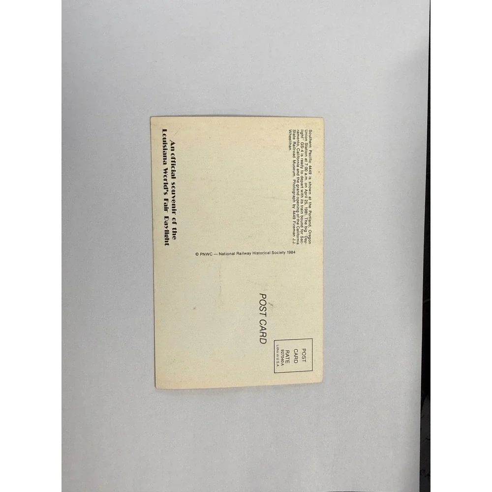 Southern Pacific 4449 Daylight Postcard Portland Union Station 1984 Souvenir